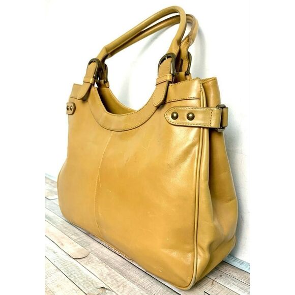 ROOMY NORDSTROM STUDDED TAN BEIGE GENUINE LEATHER TOTE SHOULDER BAG BOHO HANDBAG - Picture 4 of 9